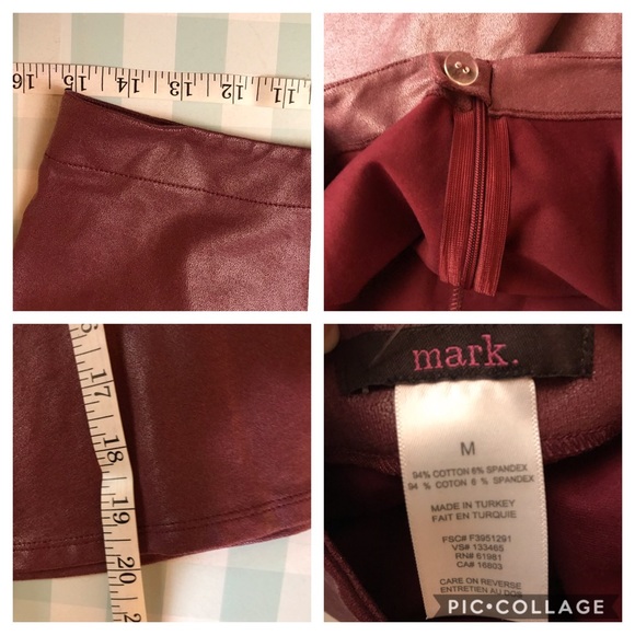 NWOT Mark. M burgundy pleather skater skirt - Picture 7 of 7